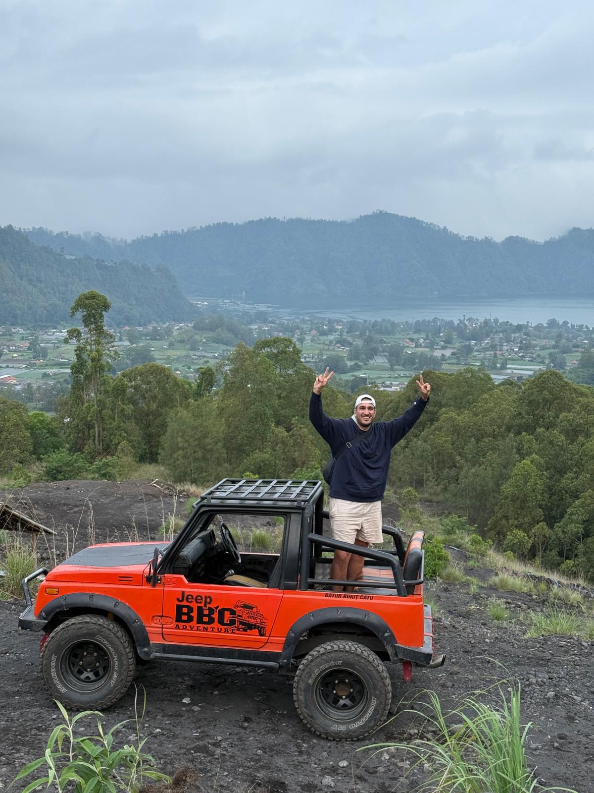 Kourosh in the field on a tour jeep